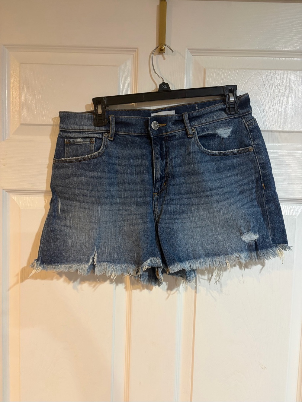LOFT Medium Wash Frayed Hem Jean Shorts